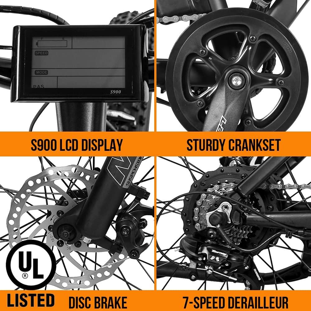 26 In. 500W 36V Electric Fat Tire Bicycle e-bike Beach Snow City Bike Road Bicycle Cycling 7 Speed