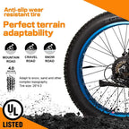 26 In. 500W 36V Electric Fat Tire Bicycle e-bike Beach Snow City Bike Road Bicycle Cycling 7 Speed