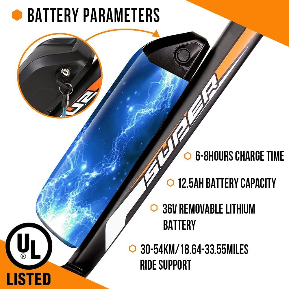 26 In. 500W 36V Electric Fat Tire Bicycle e-bike Beach Snow City Bike Road Bicycle Cycling 7 Speed