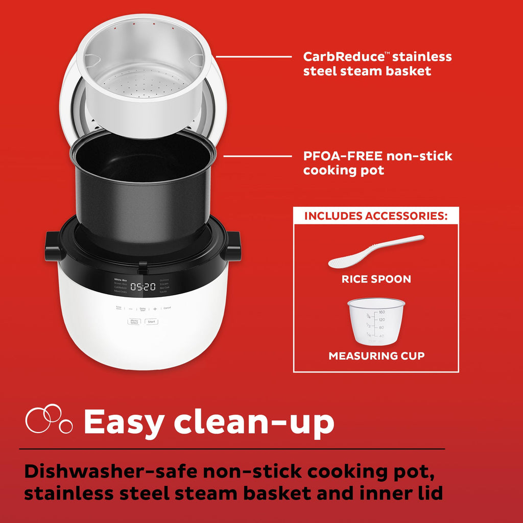 Pot 20-Cup Rice Cooker, Rice and Grain Multi-Cooker with Carb Reducing Technology without Compromising Taste or Texture, From Makers of  Pot, Includes 8 CooPresets