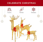 KXRELTY Good Choice Products 3-Piece Lighted Christmas Deer Family Set Outdoor Yard Decoration with 360 LED Lights, Stakes, Zip Ties - Gold
