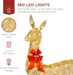 KXRELTY Good Choice Products 3-Piece Lighted Christmas Deer Family Set Outdoor Yard Decoration with 360 LED Lights, Stakes, Zip Ties - Gold