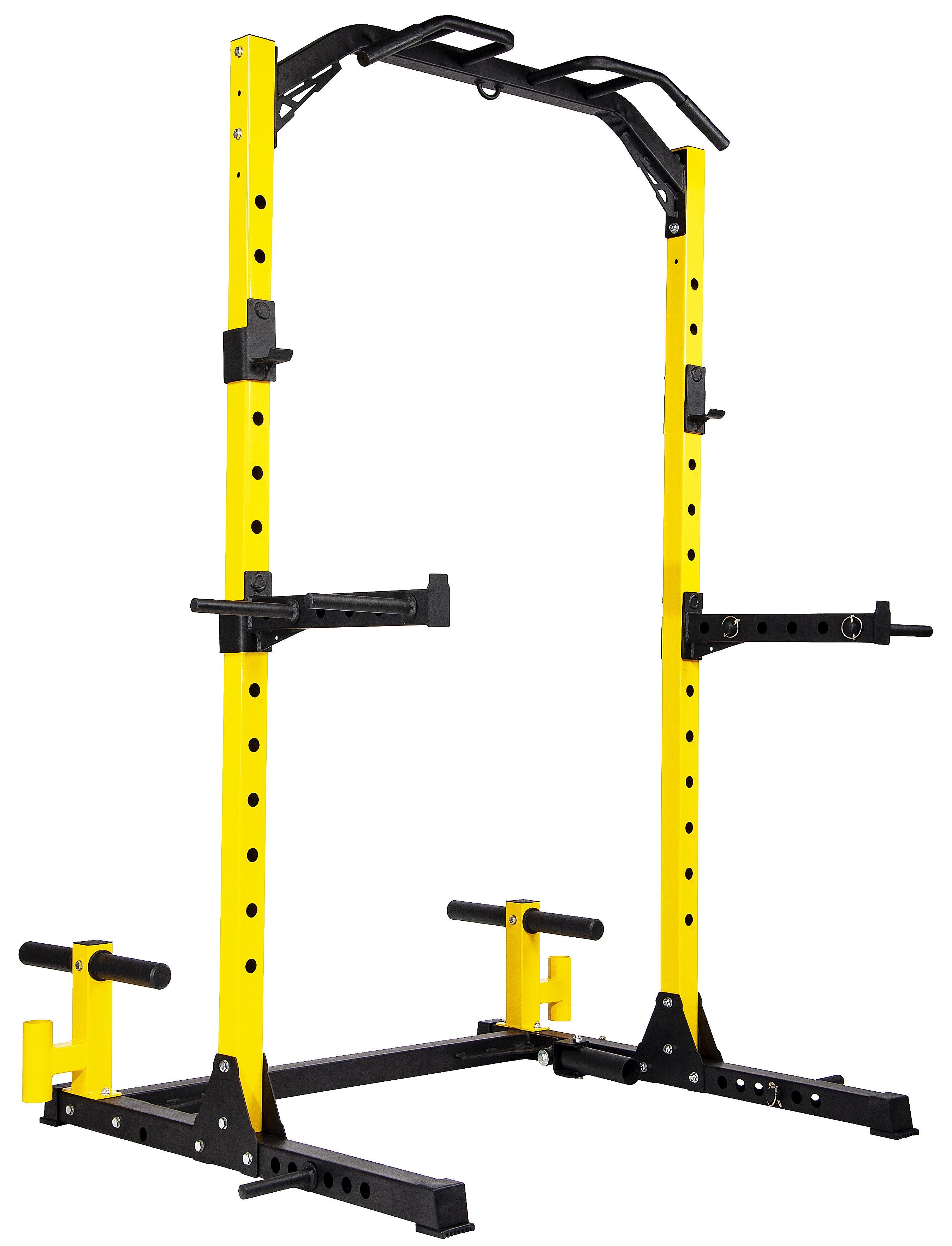 Everyday Essentials Multi-Function Adjustable Power Rack Exercise Squat Stand with Dip Bars, Weight Plate Holders, J-Hooks and Other Accessories, 1000-Pound Capacity