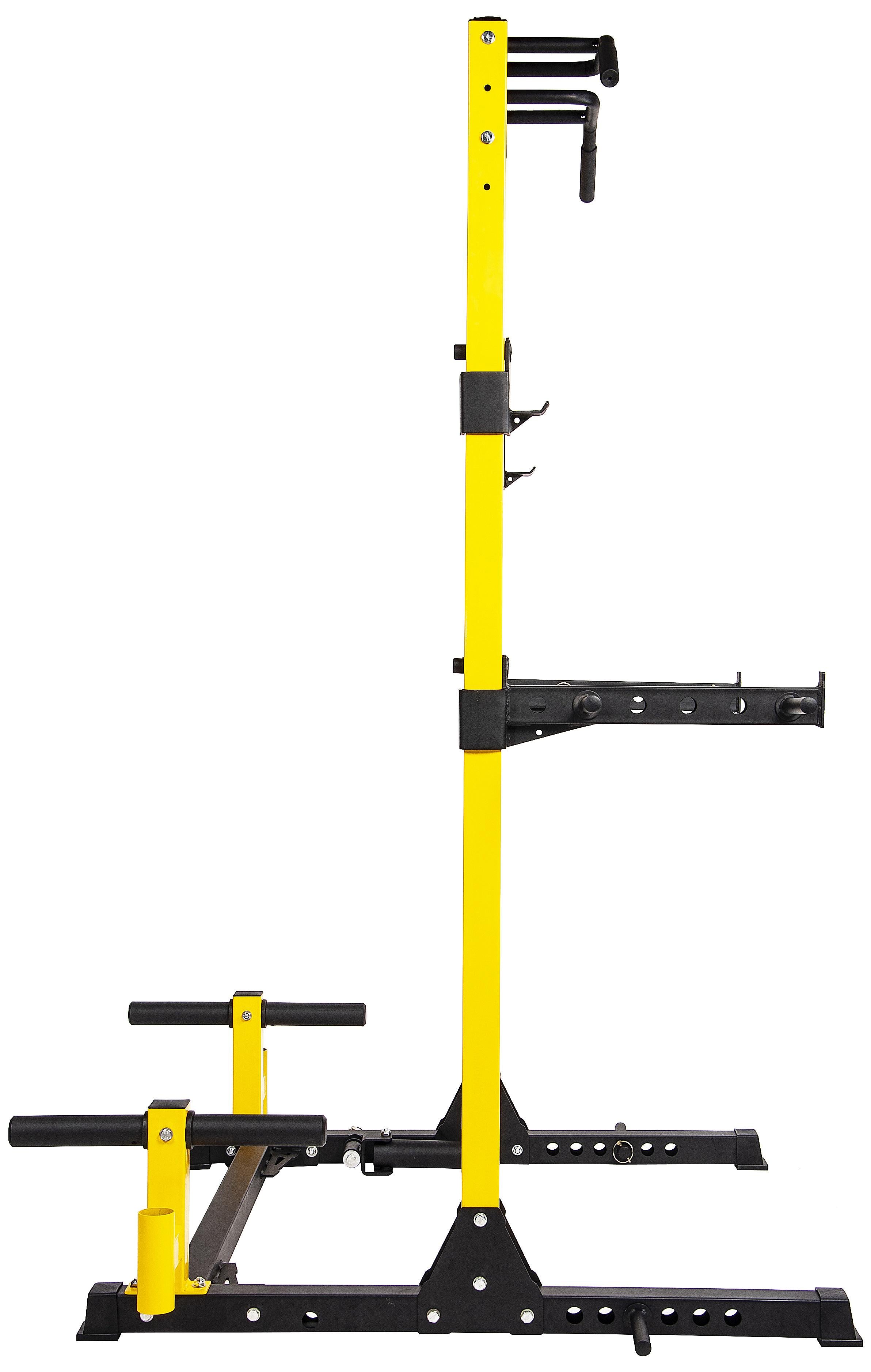 Everyday Essentials Multi-Function Adjustable Power Rack Exercise Squat Stand with Dip Bars, Weight Plate Holders, J-Hooks and Other Accessories, 1000-Pound Capacity