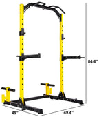Everyday Essentials Multi-Function Adjustable Power Rack Exercise Squat Stand with Dip Bars, Weight Plate Holders, J-Hooks and Other Accessories, 1000-Pound Capacity