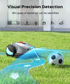 V100 Robotic Lawn Mower – Visual Navigation &amp; Smart Obstacle Avoidance, Adjustable Cutting Height 0.8–2.4 in, Low-Noise Auto Mowing for Small Lawns up to 1,600 sq ft