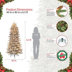 6.5 ft. Pre-Lit Flocked Slim Fraser Fir Artificial Christmas Tree with 350 UL-Listed Clear Lights