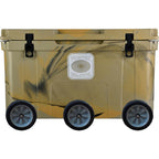 Elite 78 Qt. Rotational-Molded Customizable Cooler System with 3 Sets of Standard Wheels in Tan