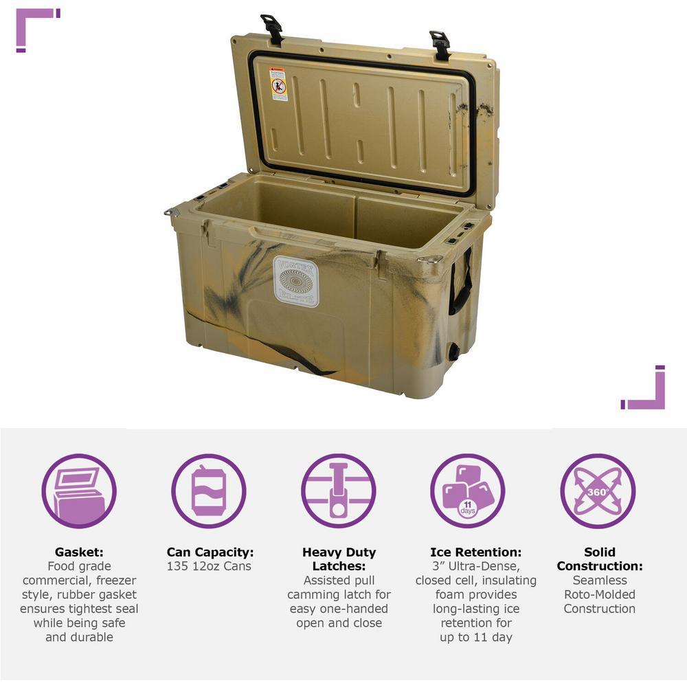 Elite 78 Qt. Rotational-Molded Customizable Cooler System with 3 Sets of Standard Wheels in Tan