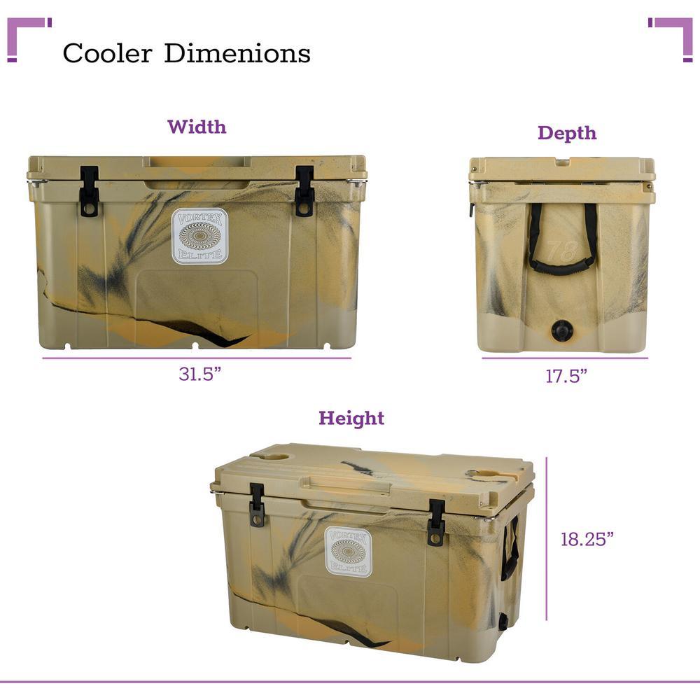 Elite 78 Qt. Rotational-Molded Customizable Cooler System with 3 Sets of Standard Wheels in Tan