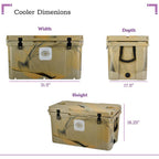 Elite 78 Qt. Rotational-Molded Customizable Cooler System with 3 Sets of Standard Wheels in Tan