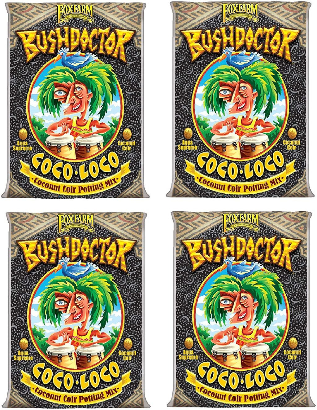 foxfarm fx14100 bush doctor coco loco plant garden indoor/outdoor potting soil mix for plants, 2 cubic feet (4 pack)