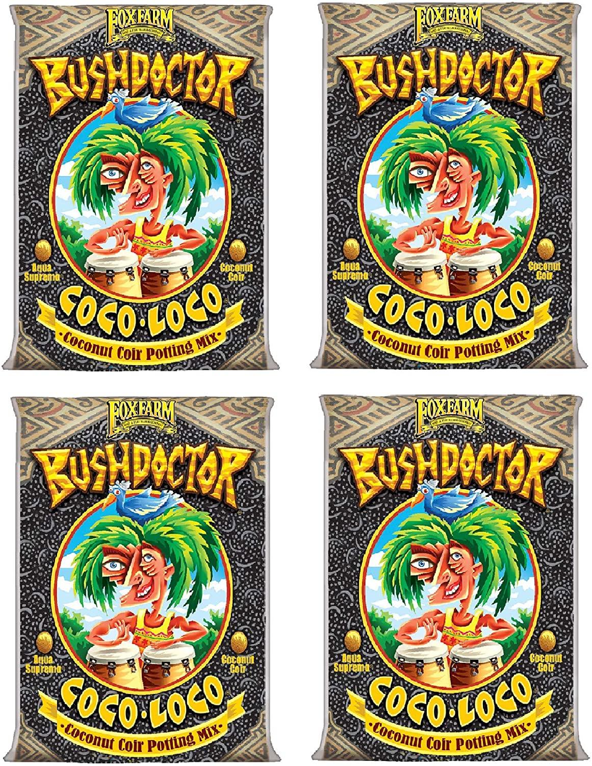 foxfarm fx14100 bush doctor coco loco plant garden indoor/outdoor potting soil mix for plants, 2 cubic feet (4 pack)
