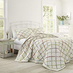 Laura Ashley Home Ruffle Garden Collection Quilt-Cotton, Ultra Soft, All Season Bedding, Reversible Stylish Coverlet, Full/Queen, Cream