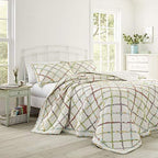 Laura Ashley Home Ruffle Garden Collection Quilt-Cotton, Ultra Soft, All Season Bedding, Reversible Stylish Coverlet, Full/Queen, Cream