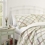 Laura Ashley Home Ruffle Garden Collection Quilt-Cotton, Ultra Soft, All Season Bedding, Reversible Stylish Coverlet, Full/Queen, Cream