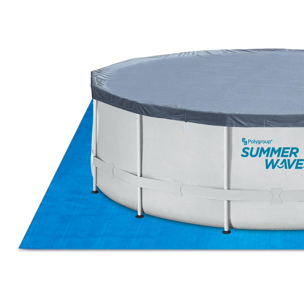 Summer Waves Elite 18ft x 48in Metal Frame Outdoor Backyard Above Ground Pool Set with Filter Pump, Ladder, Ground Cloth, Cover,