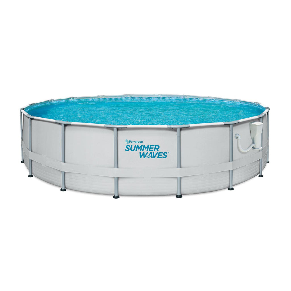 Summer Waves Elite 18ft x 48in Metal Frame Outdoor Backyard Above Ground Pool Set with Filter Pump, Ladder, Ground Cloth, Cover,
