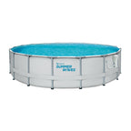 Summer Waves Elite 18ft x 48in Metal Frame Outdoor Backyard Above Ground Pool Set with Filter Pump, Ladder, Ground Cloth, Cover,