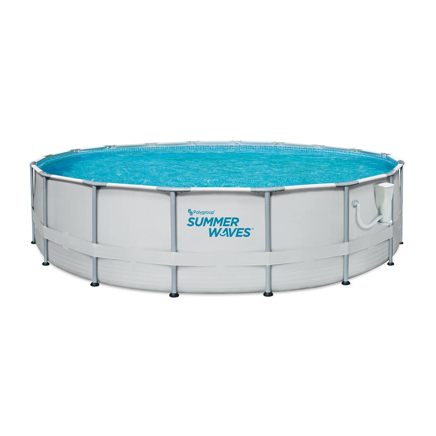 Summer Waves Elite 18ft x 48in Metal Frame Outdoor Backyard Above Ground Pool Set with Filter Pump, Ladder, Ground Cloth, Cover,