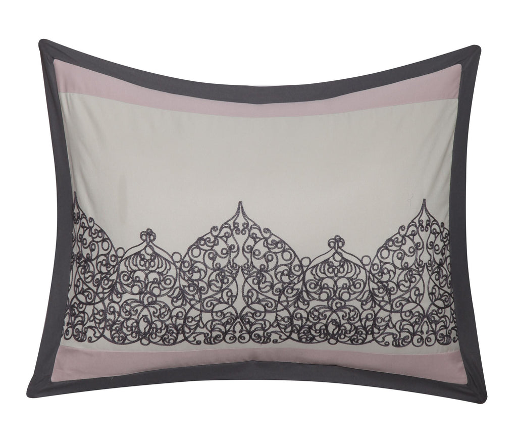 Nanshing Rosaline 7 Piece Microfiber Comforter Set with Bonus Pillows, Pink, King