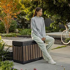 Signature Ever50 Gallon Resin Deck Box-Organization and Storafor Patio Cushions, Throw Pillows and Garden Tools, Walnut
