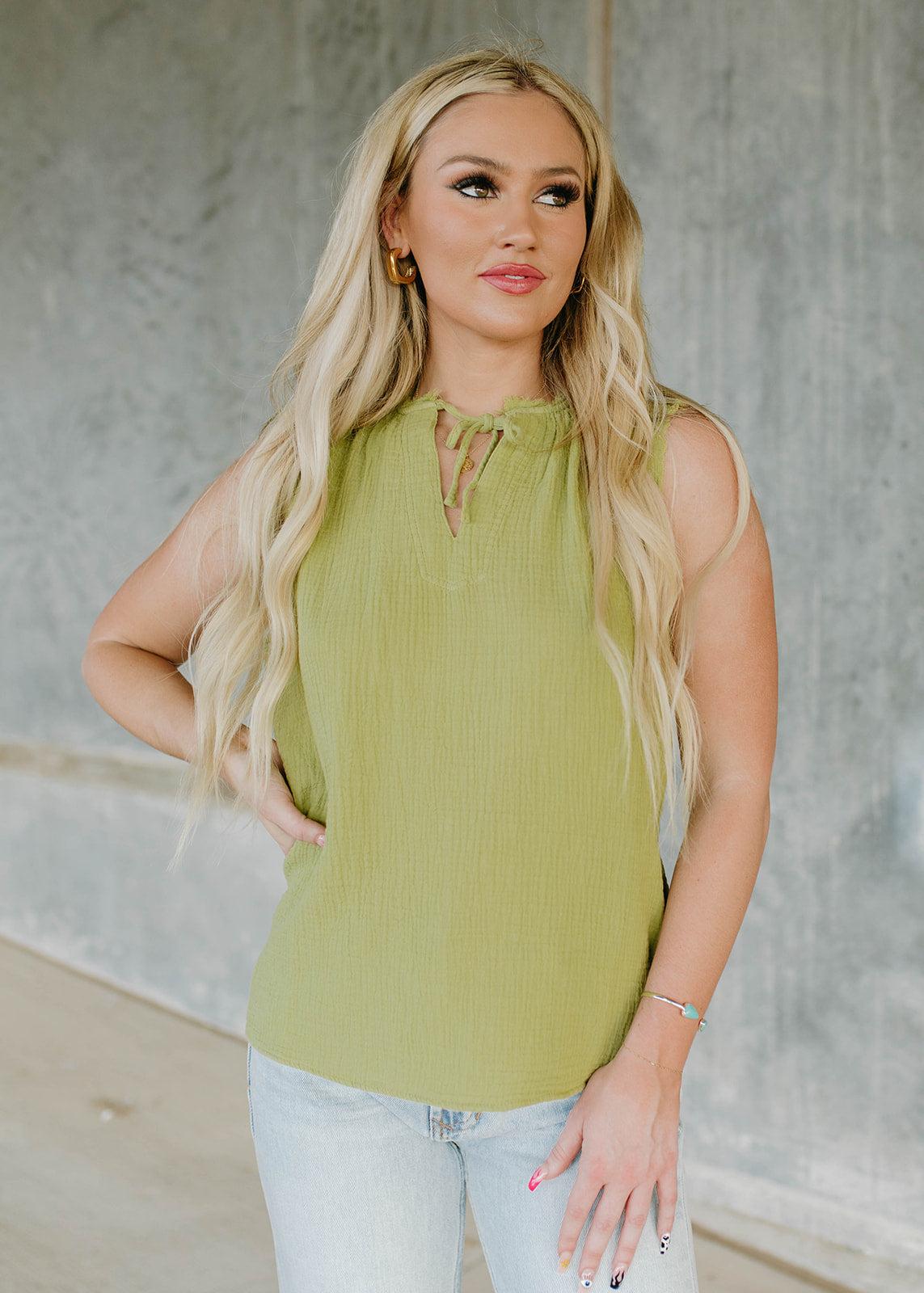 delila tank top - green meadow