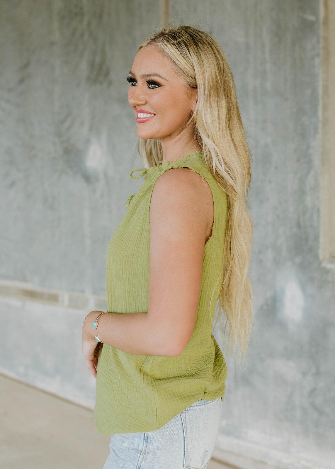 delila tank top - green meadow