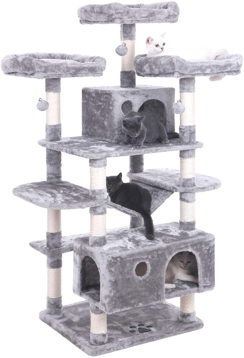 bewishome large cat tree condo with sisal scratching posts perches houses hammock