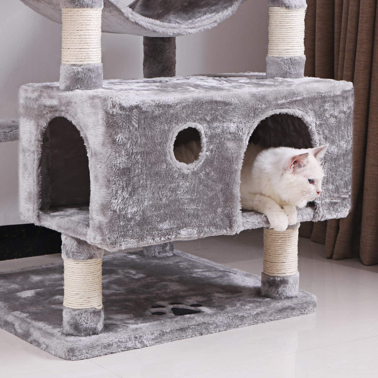 bewishome large cat tree condo with sisal scratching posts perches houses hammock