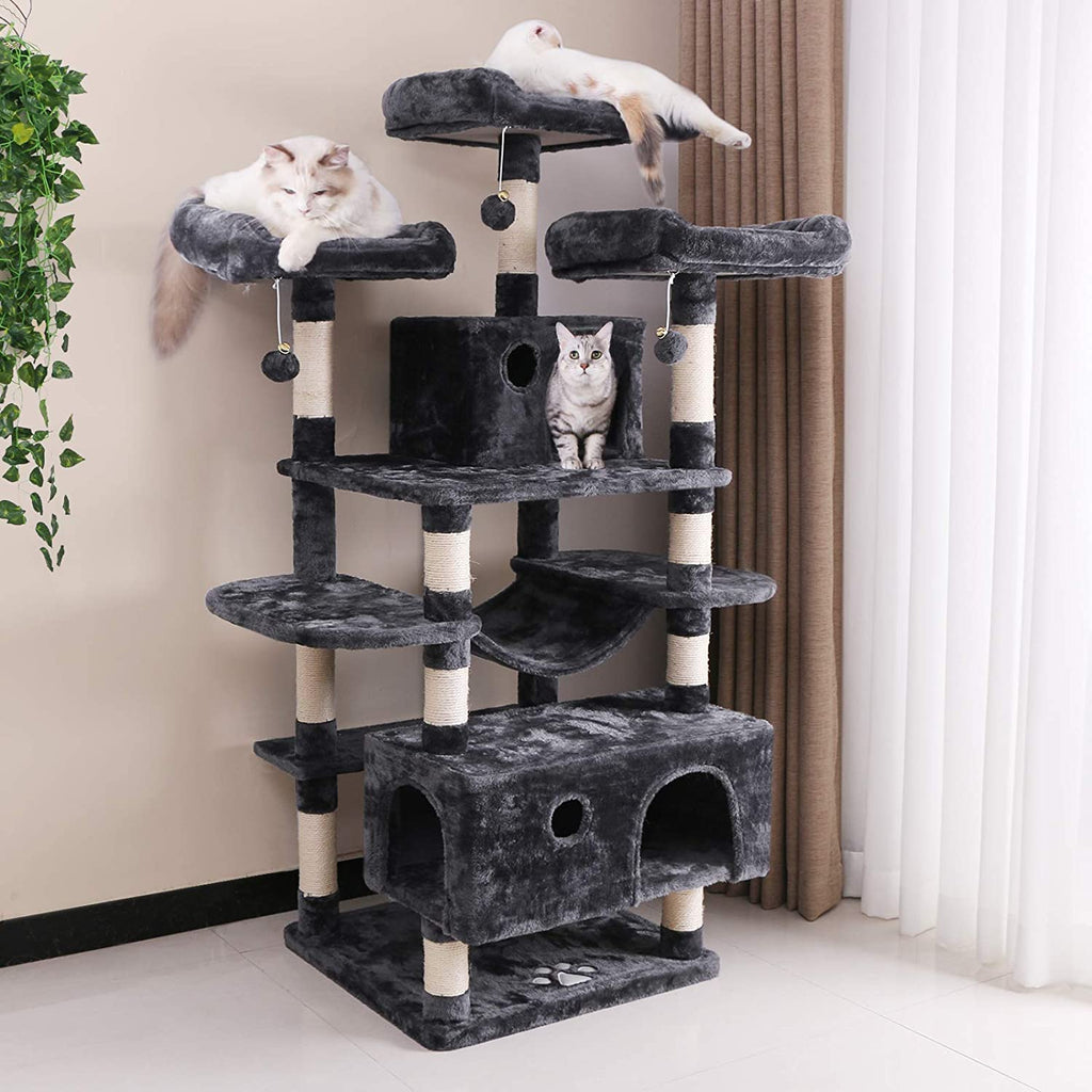 bewishome large cat tree condo with sisal scratching posts perches houses hammock