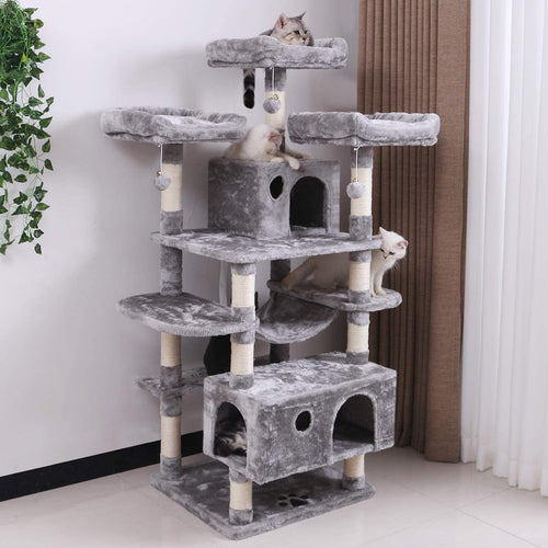 bewishome large cat tree condo with sisal scratching posts perches houses hammock