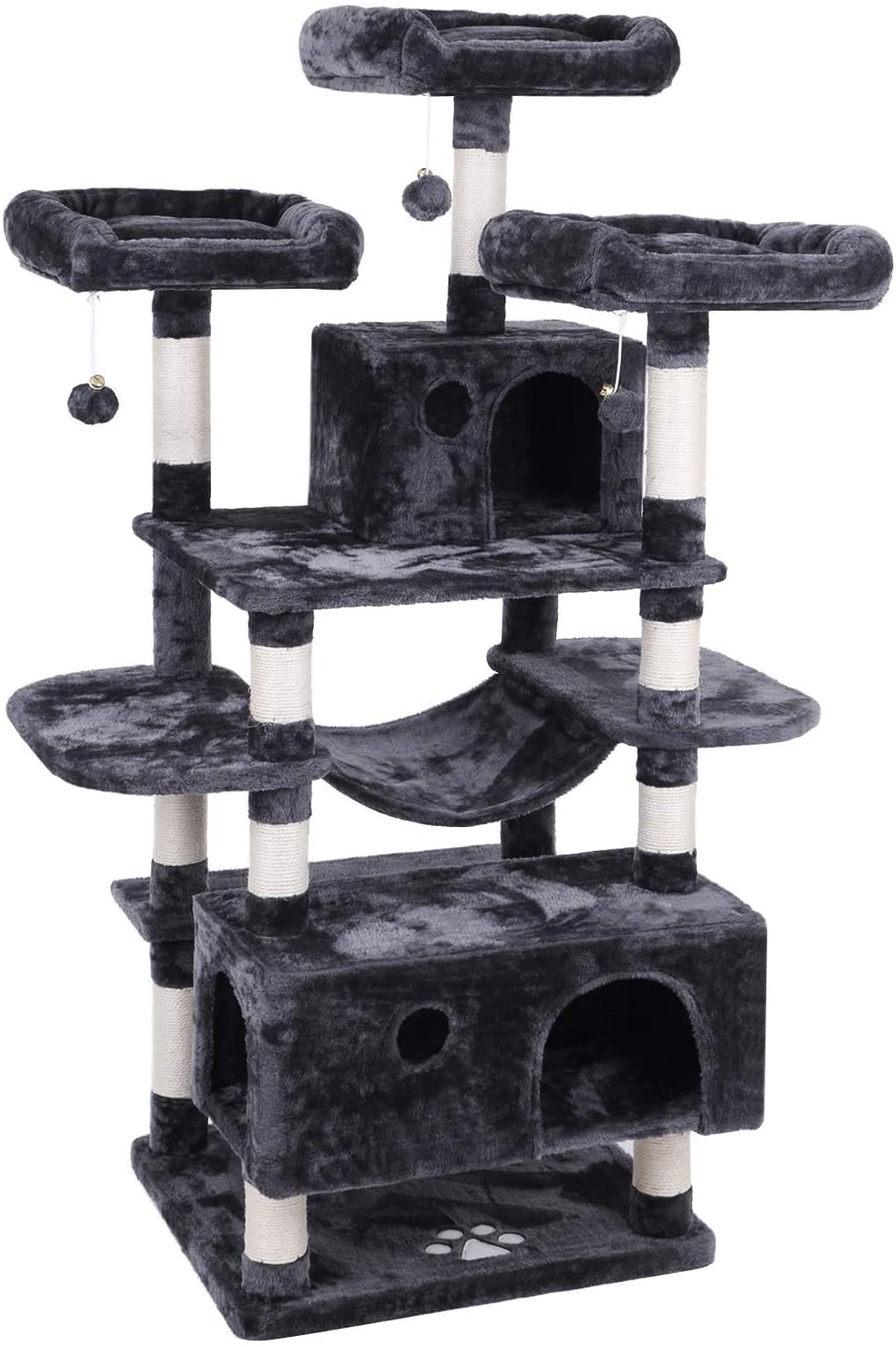 bewishome large cat tree condo with sisal scratching posts perches houses hammock