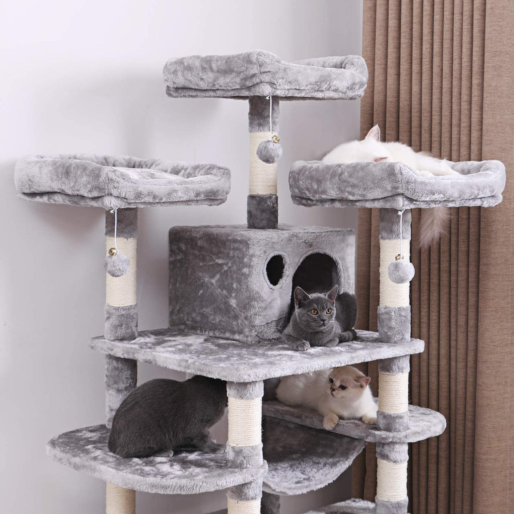 bewishome large cat tree condo with sisal scratching posts perches houses hammock
