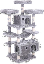 bewishome large cat tree condo with sisal scratching posts perches houses hammock