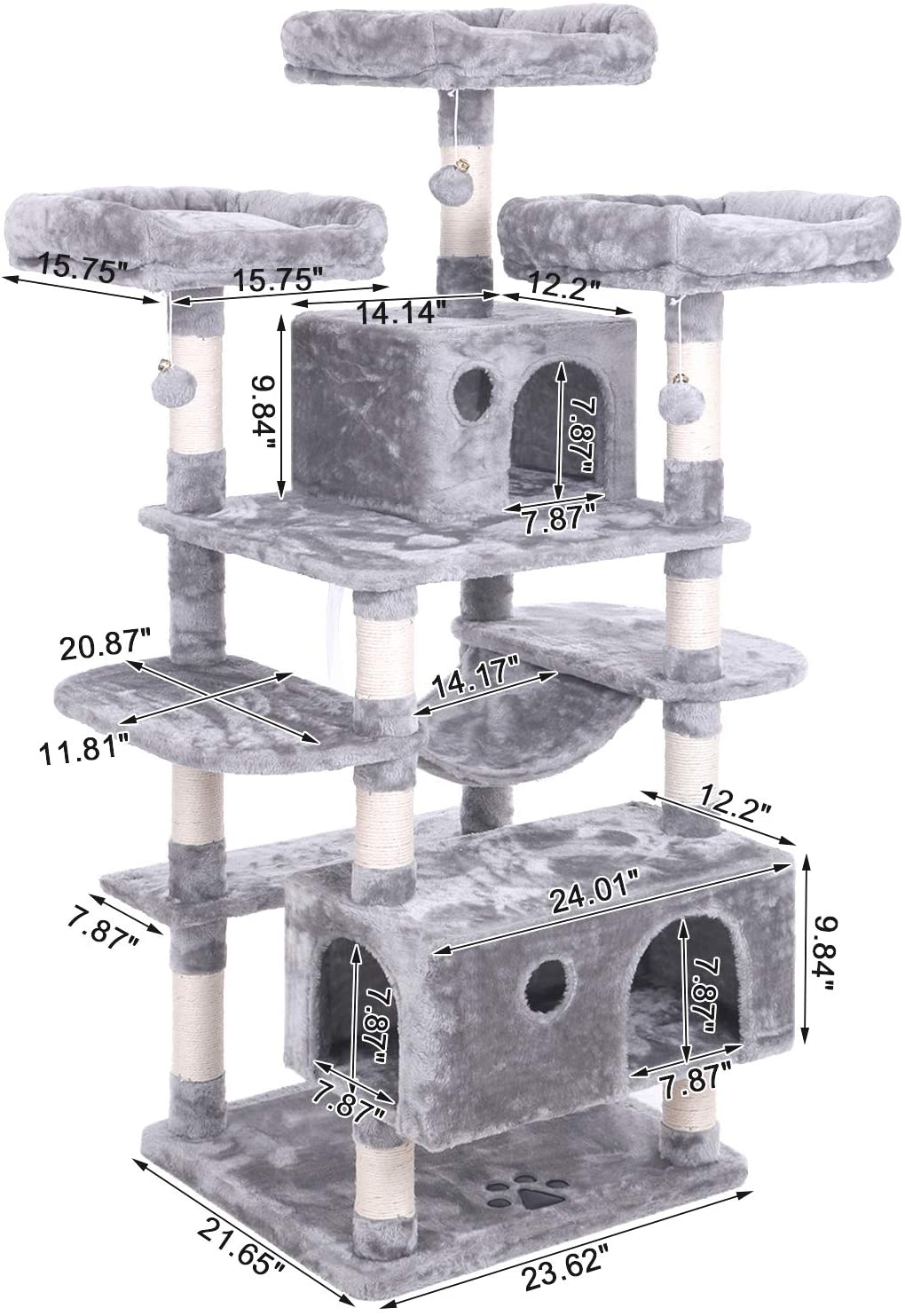 bewishome large cat tree condo with sisal scratching posts perches houses hammock