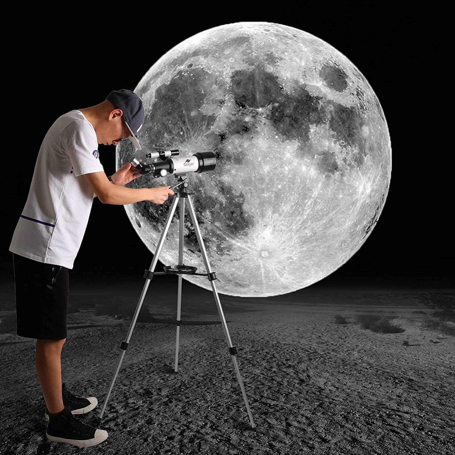 gskyer telescope, 70mm aperture 400mm az mount astronomical refracting telescope for kids beginners