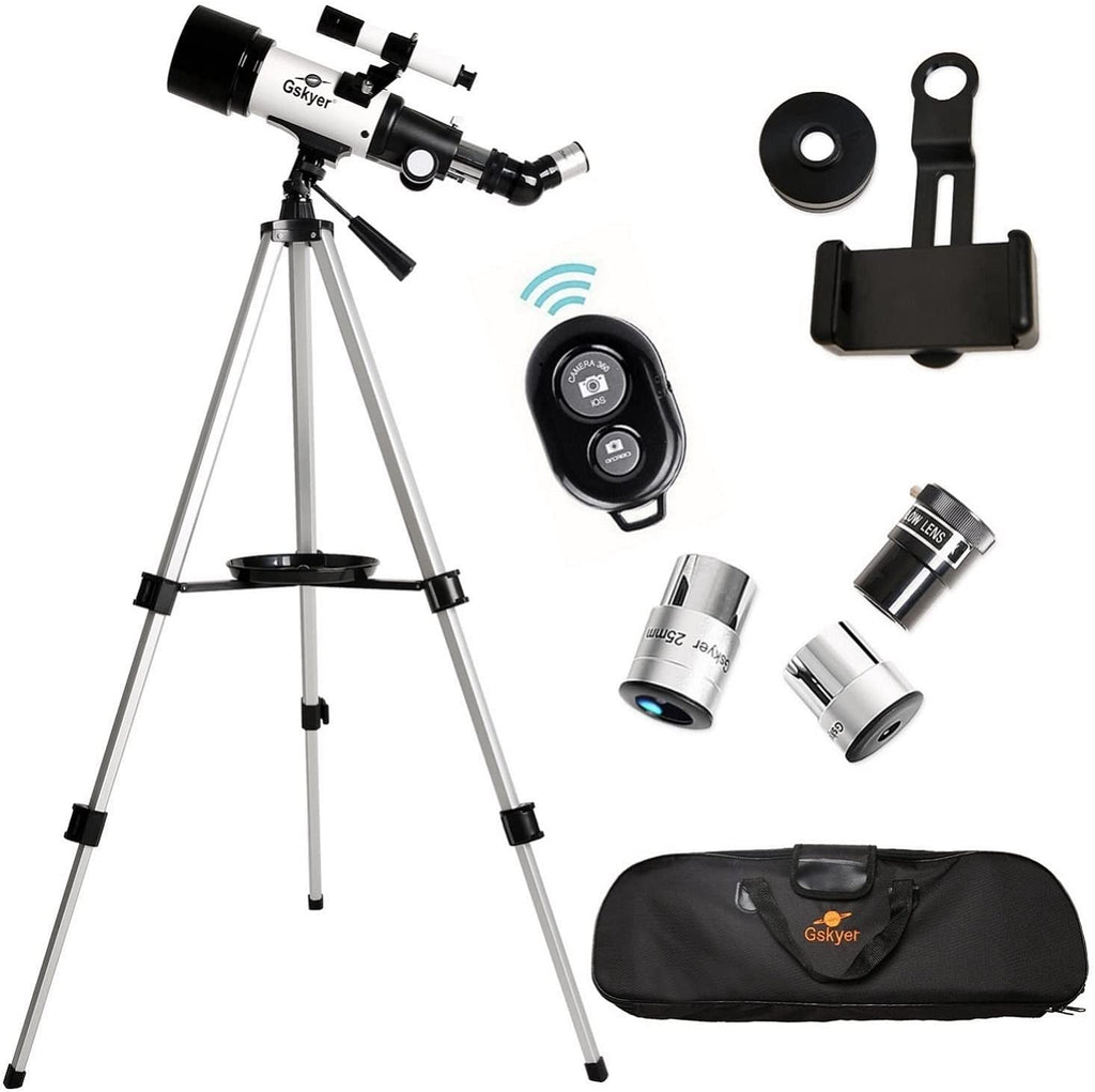 gskyer telescope, 70mm aperture 400mm az mount astronomical refracting telescope for kids beginners