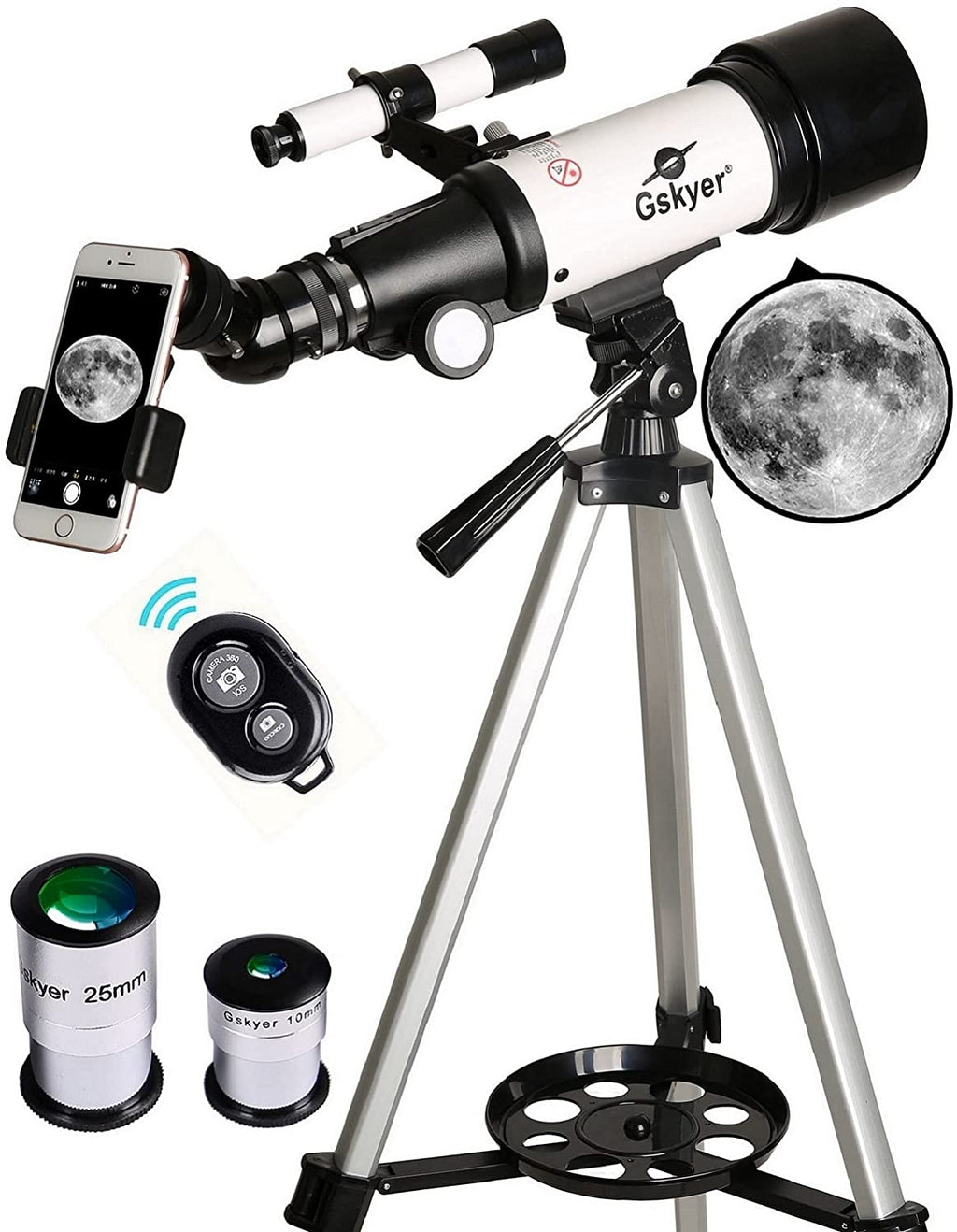 gskyer telescope, 70mm aperture 400mm az mount astronomical refracting telescope for kids beginners