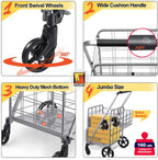 wellmax shopping cart with wheels, metal grocery cart with wheels, shopping carts for groceries