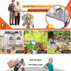 wellmax shopping cart with wheels, metal grocery cart with wheels, shopping carts for groceries