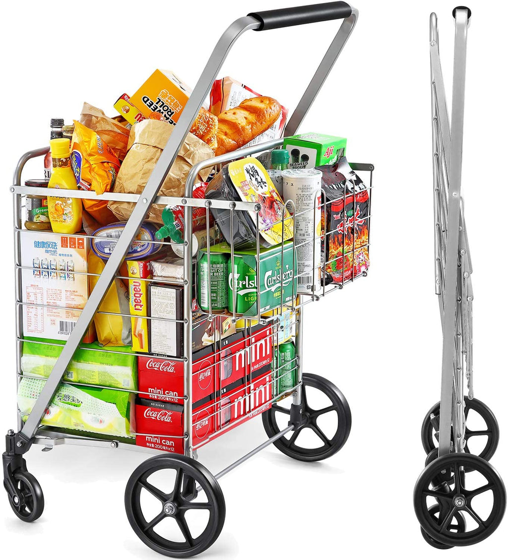 wellmax shopping cart with wheels, metal grocery cart with wheels, shopping carts for groceries