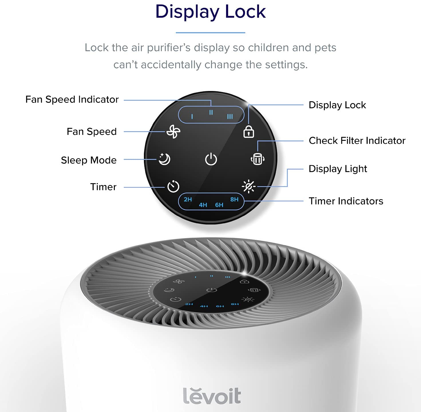 levoit air purifier for home allergies pets hair in bedroom, h13 true hepa filter