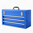 ANTBD133-XU  3 Drawer 20.5" Portable Metal Tool Box: Ball-Bearing Slides and 2 Metal Latches for Secure Closure in Garage, Home or Workbench, Blue