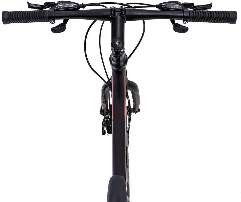 Hiland Road Hybrid Bike Urban City Commuter Bicycle with Disc Brake for Men Comfortable Bicycle 700C Wheels 24 speeds Bikes Black
