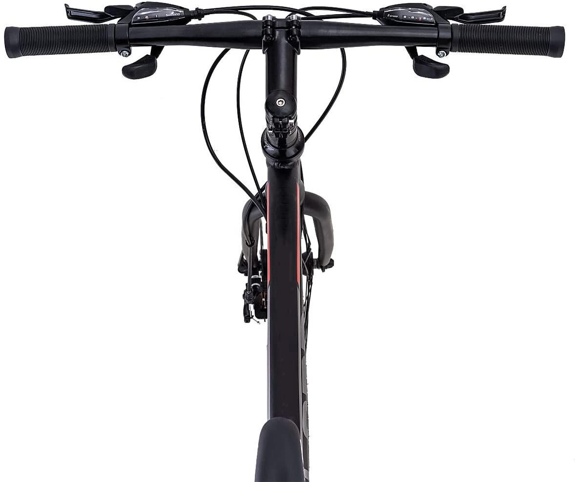 Hiland Road Hybrid Bike Urban City Commuter Bicycle with Disc Brake for Men Comfortable Bicycle 700C Wheels 24 speeds Bikes Black