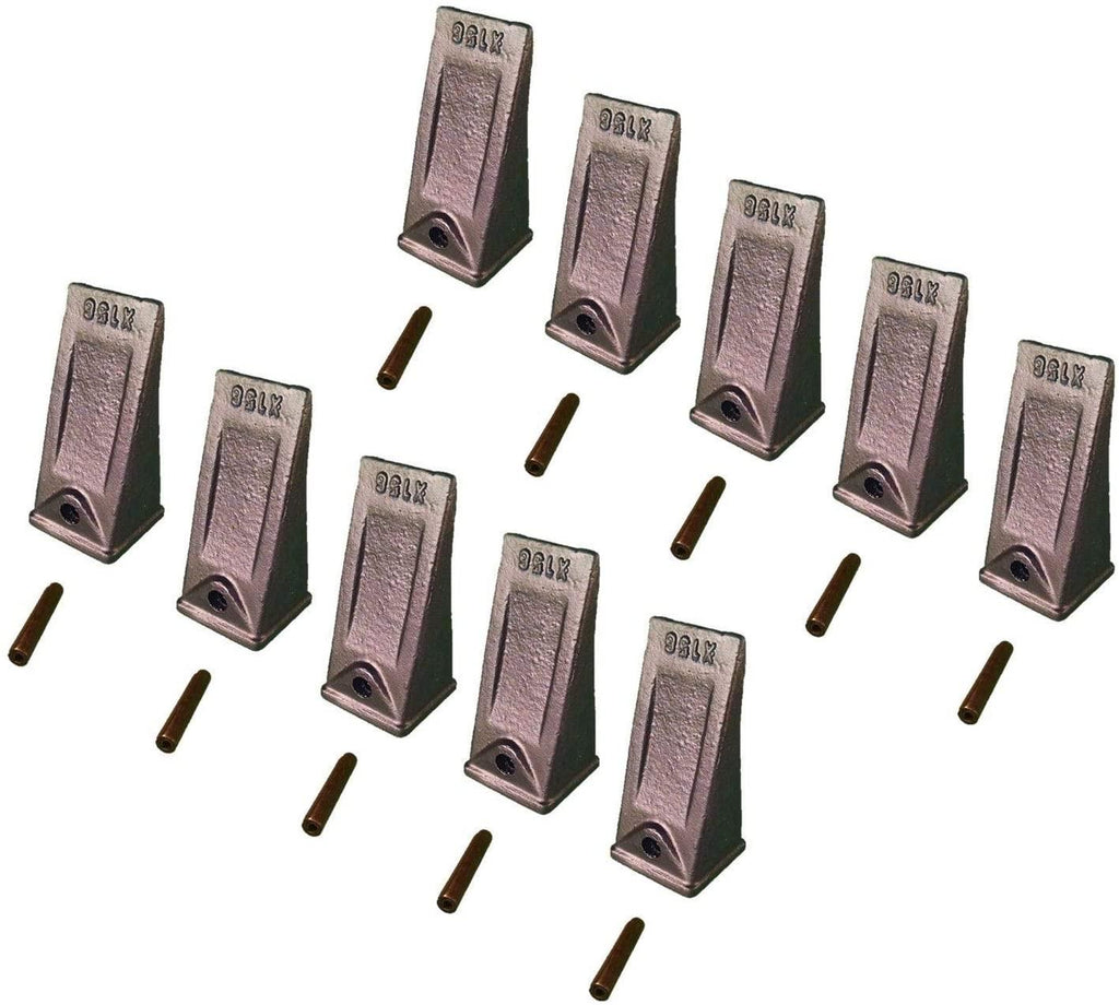 10 - hensley style mini excavator standard dirt bucket teeth &amp; pin - x156s, p156