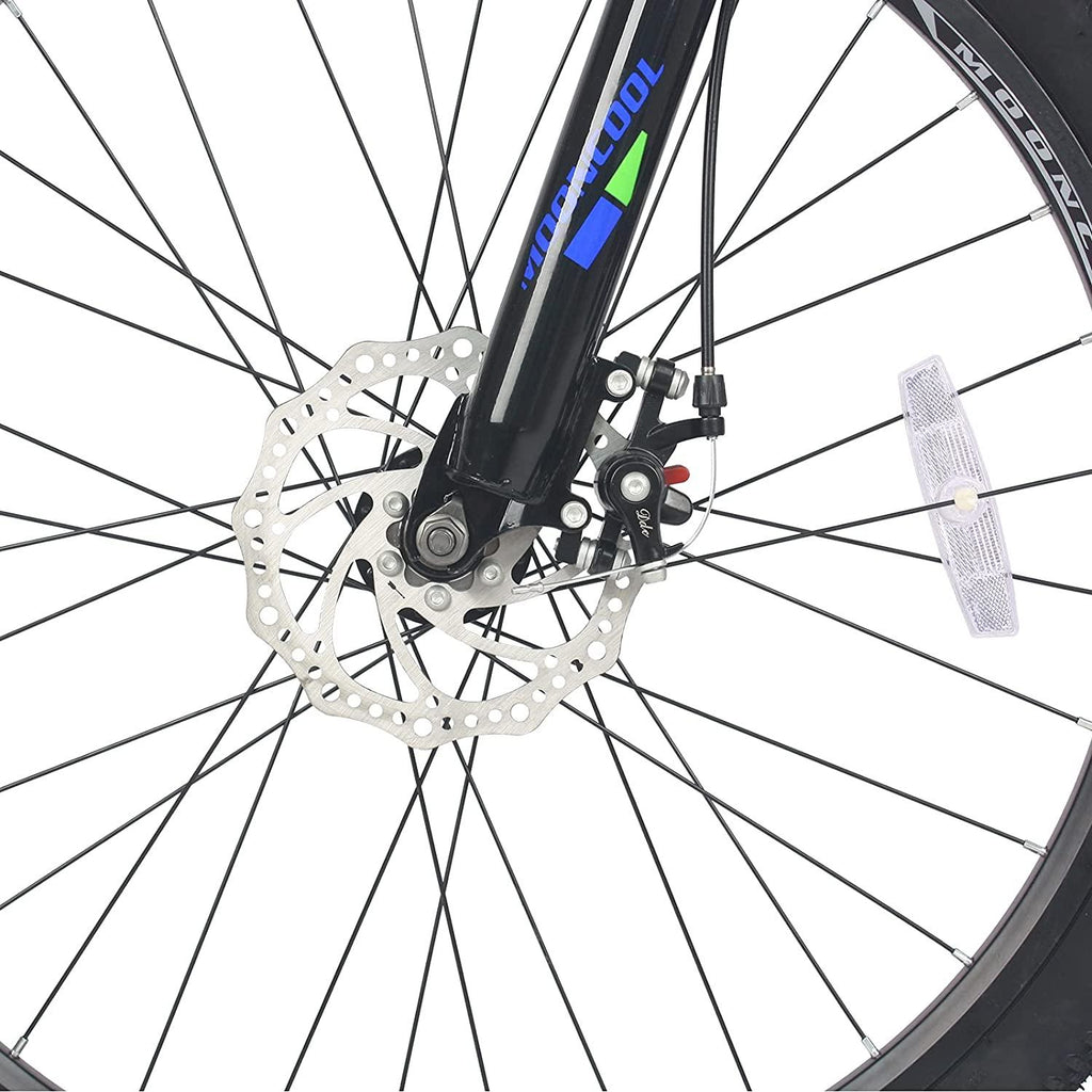 MOONCOOL 26 In. Wheel 21 Speeds Bicycle Mountain Bike Double Disc Brakes and Derailleur, Suspension Fork, Unisex MTB Bike for Women and Men Youth Lightweight Aluminum and Steel Frame