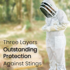 zephyros protect - 3 layer ventilated beekeeping suit outfit - with 2 non-flammable veil mesh (round &amp; fencing) - beekeepers stay ultra cool &amp; protection from bees &amp; wasps