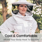 zephyros protect - 3 layer ventilated beekeeping suit outfit - with 2 non-flammable veil mesh (round &amp; fencing) - beekeepers stay ultra cool &amp; protection from bees &amp; wasps